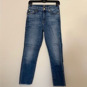 7 For All Mankind Women’s Blue Cropped High Waist Vintage Straight Leg Jeans 26